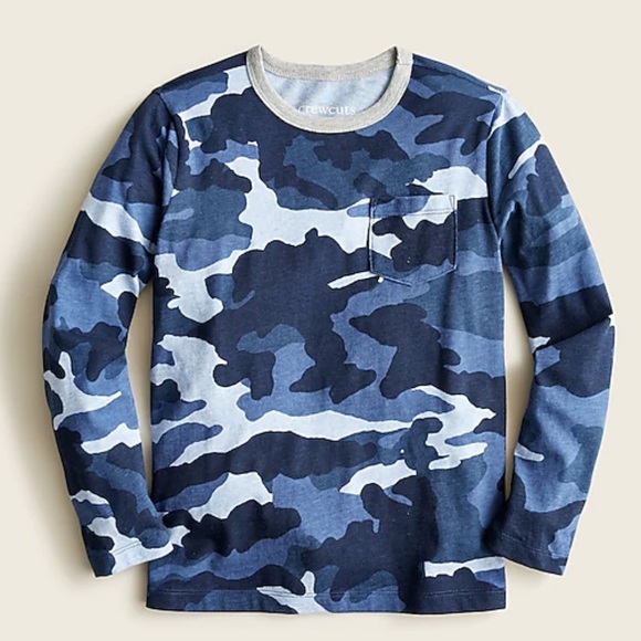 J Crew Kids Long Sleeve Tee Shirt Camo 